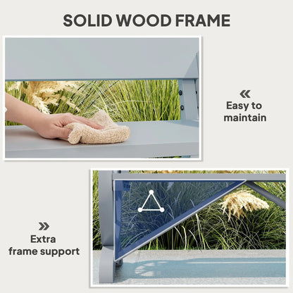 Outsunny Fir Wood 2-Seater Outdoor Garden Wagon Wheel Bench, Grey 