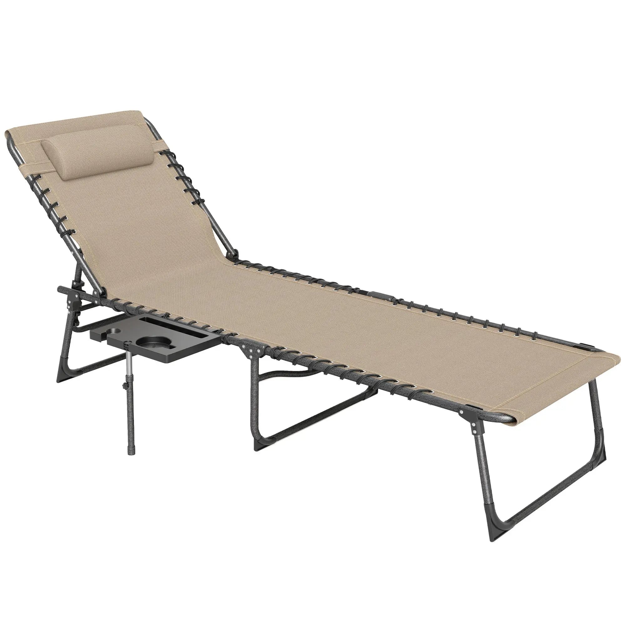 Outsunny Five-Position Reclining Sun Lounger - Beige 