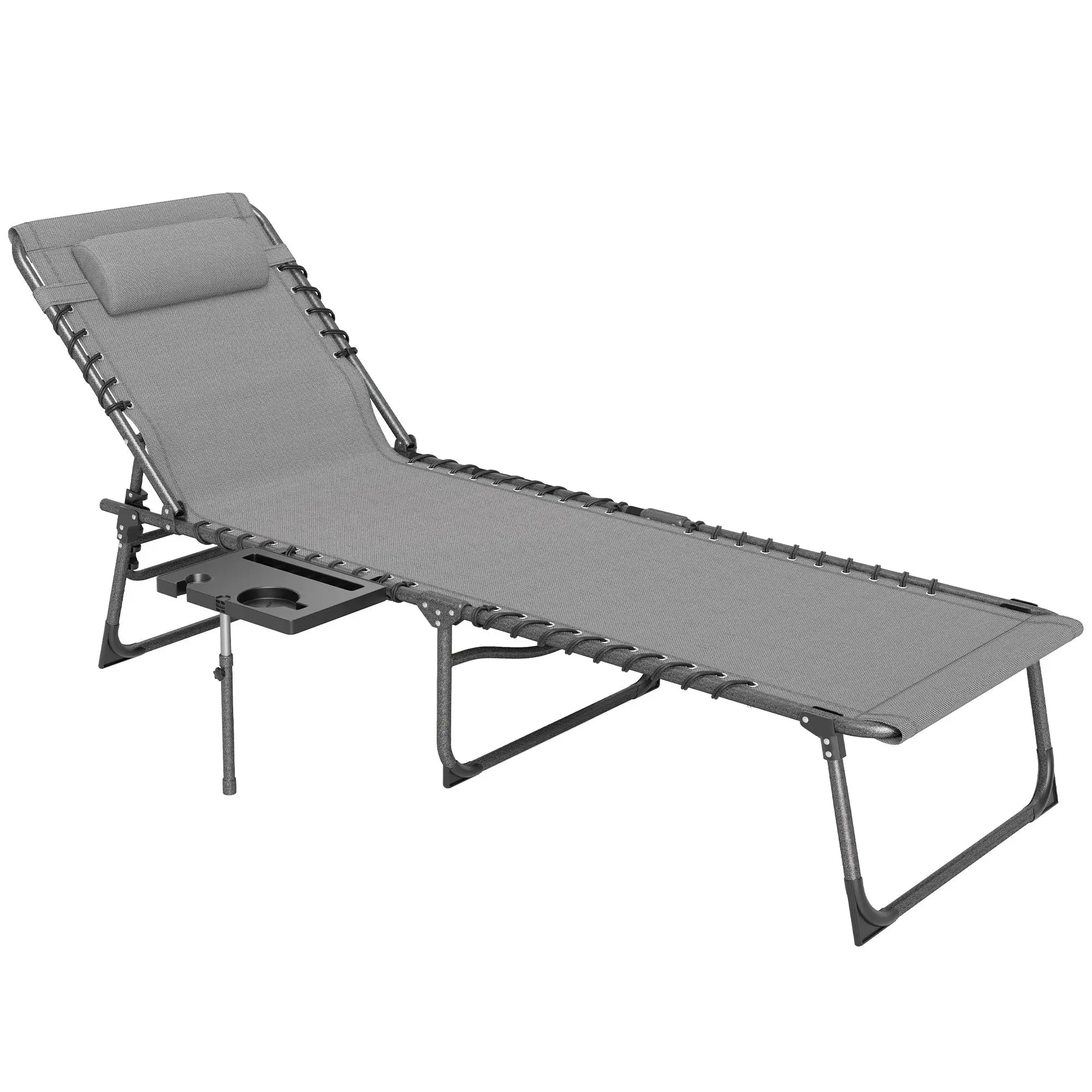 Outsunny Five-Position Reclining Sun Lounger - Grey 