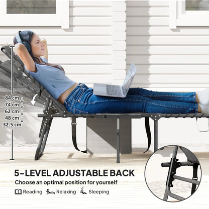 Outsunny Five-Position Reclining Sun Lounger - Grey 