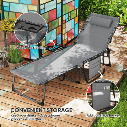 Outsunny Five-Position Reclining Sun Lounger - Grey 