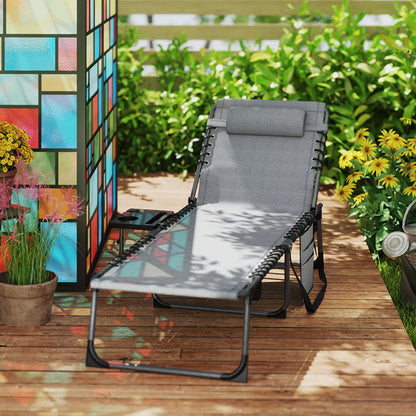 Outsunny Five-Position Reclining Sun Lounger - Grey 