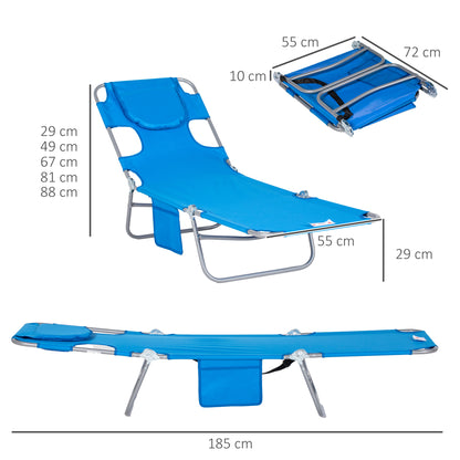 Outsunny Foldable Sun Lounger with Reading Hole - Blue 