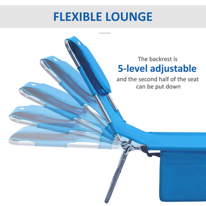 Outsunny Foldable Sun Lounger with Reading Hole - Blue 