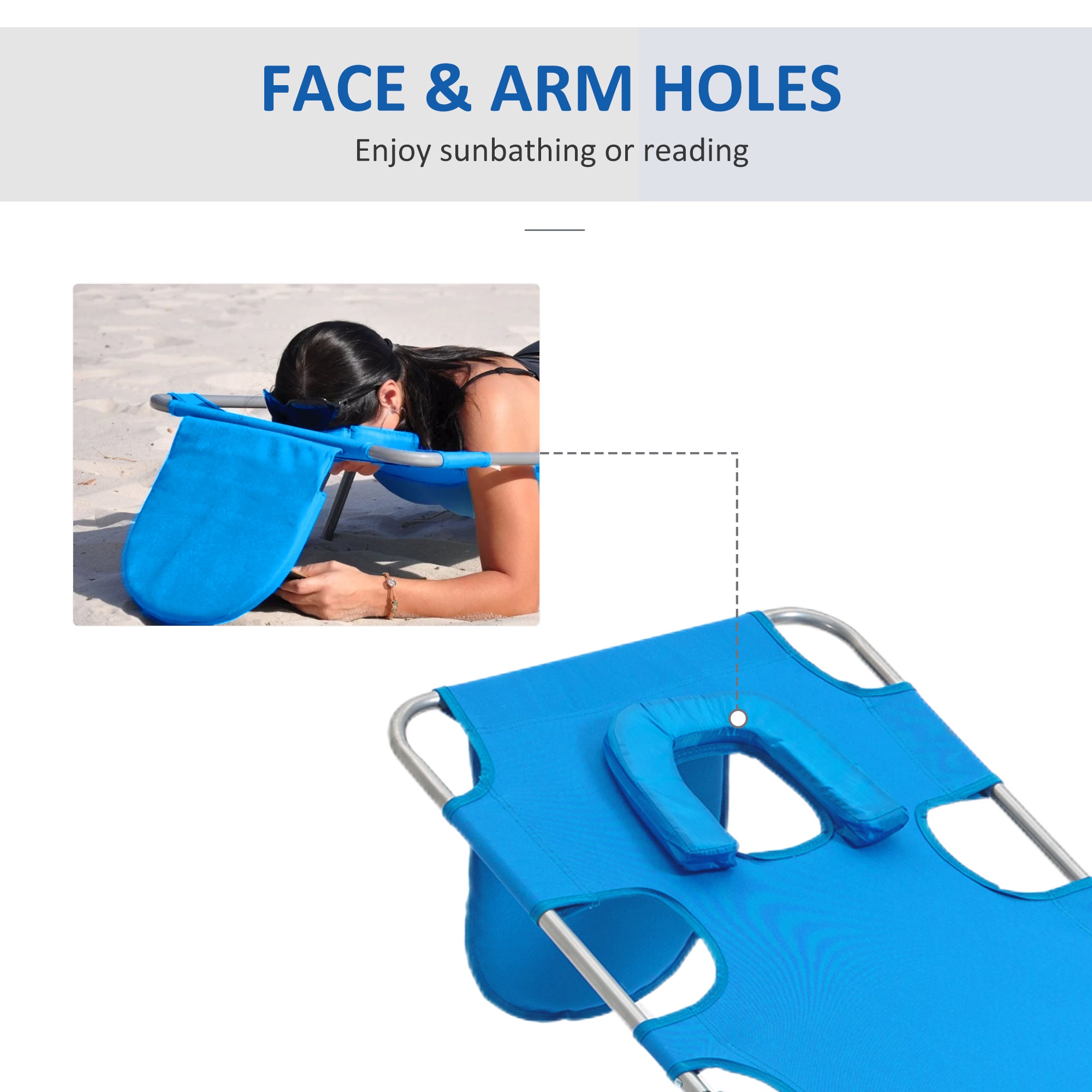 Outsunny Foldable Sun Lounger with Reading Hole - Blue 
