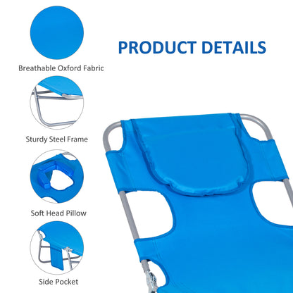 Outsunny Foldable Sun Lounger with Reading Hole - Blue 