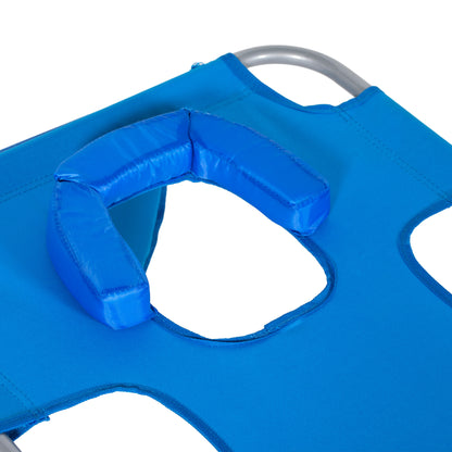 Outsunny Foldable Sun Lounger with Reading Hole - Blue 