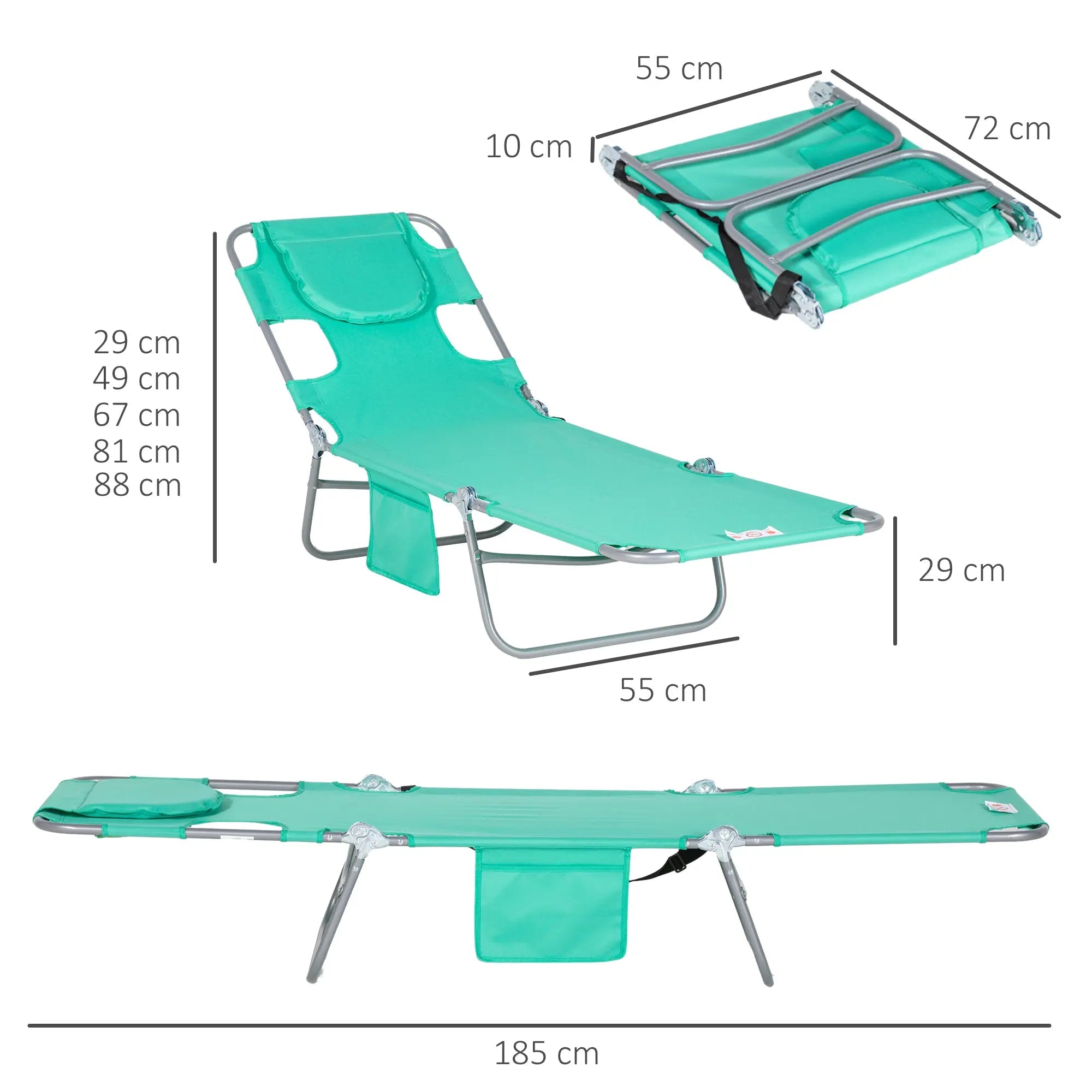 Outsunny Foldable Sun Lounger with Reading Hole - Green 