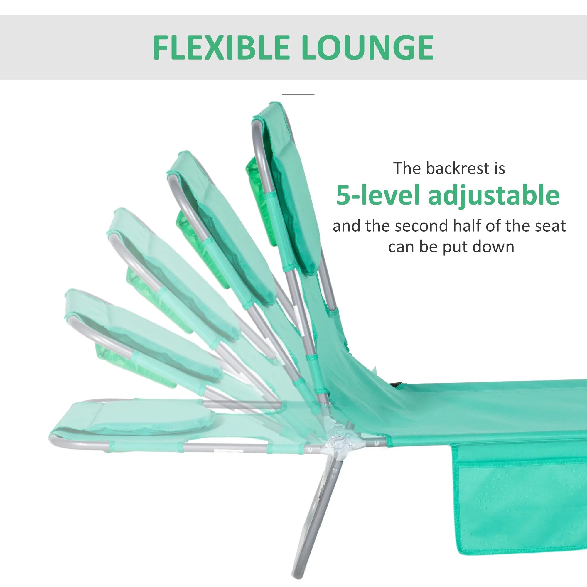 Outsunny Foldable Sun Lounger with Reading Hole - Green 