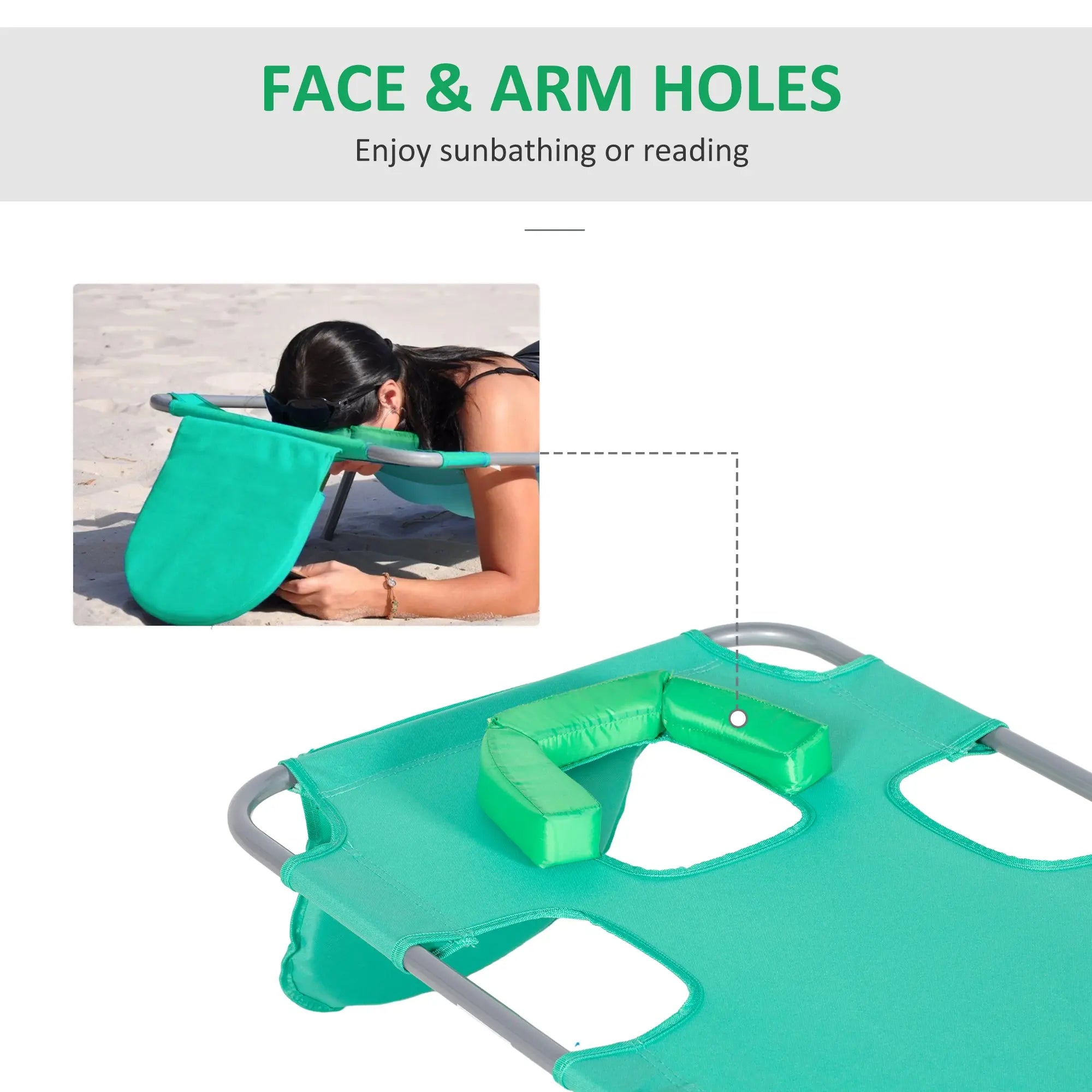 Outsunny Foldable Sun Lounger with Reading Hole - Green 