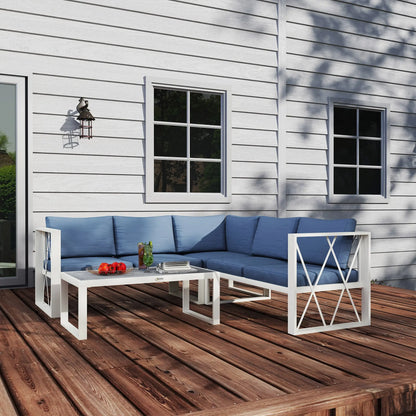 Outsunny Four-Piece L Shaped Garden Furniture Set with 5-Level Adjustable Lounger - Grey 