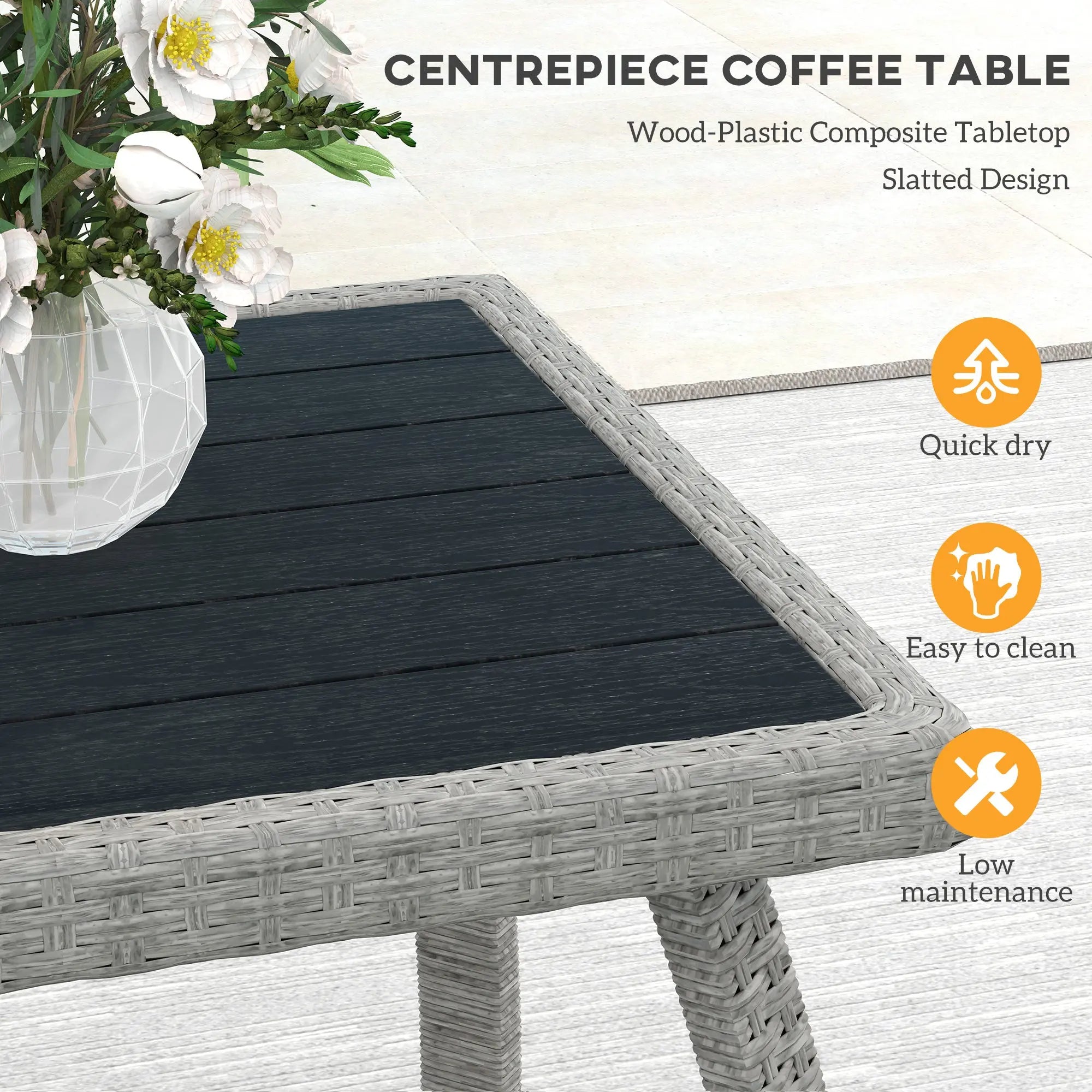Outsunny Four-Piece Rattan Cut-Out Sofa Set - Grey 