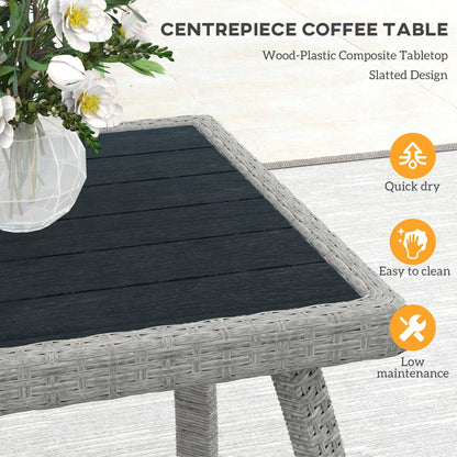 Outsunny Four-Piece Rattan Cut-Out Sofa Set - Grey 