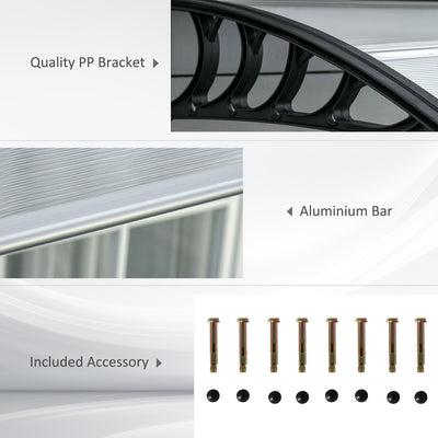 Outsunny Front Door Canopy, Outdoor Awning, 303 x 96cm Rain Shelter for Window, Porch and Front/Back Door, Clear 