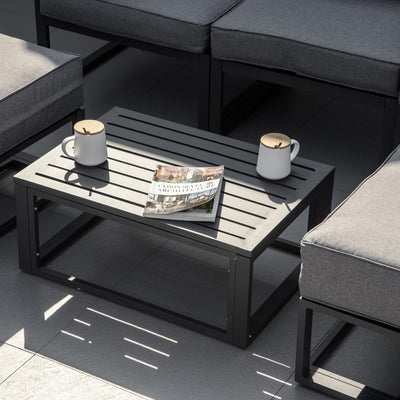 Outsunny Garden Daybed, 6 Piece Outdoor Sectional Sofa Set, Aluminum Patio Conversation Furniture Set with Coffee Table, Footstool and Cushions, Grey 