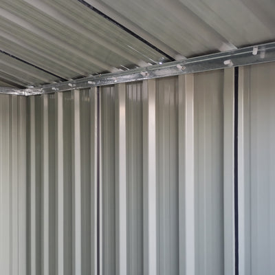 Outsunny Garden Metal Tool Storage Shed with Sliding Door, Sloped Roof and Foundation Kit, 152 x 132 x 188cm, Grey 