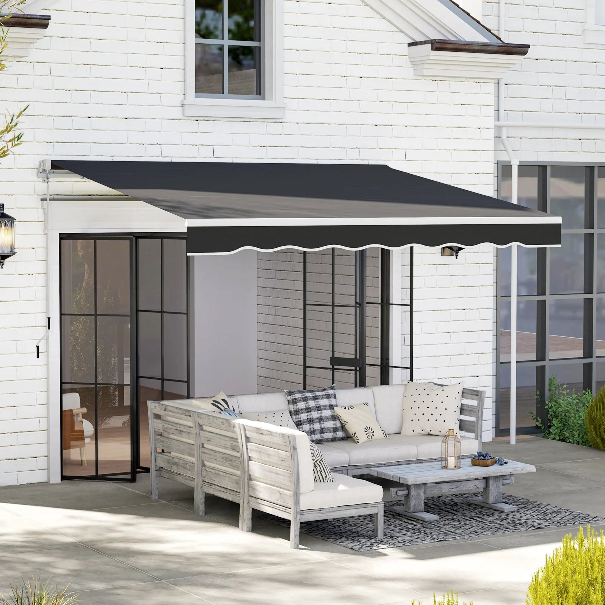 Outsunny Garden Retractable Awning - Black 