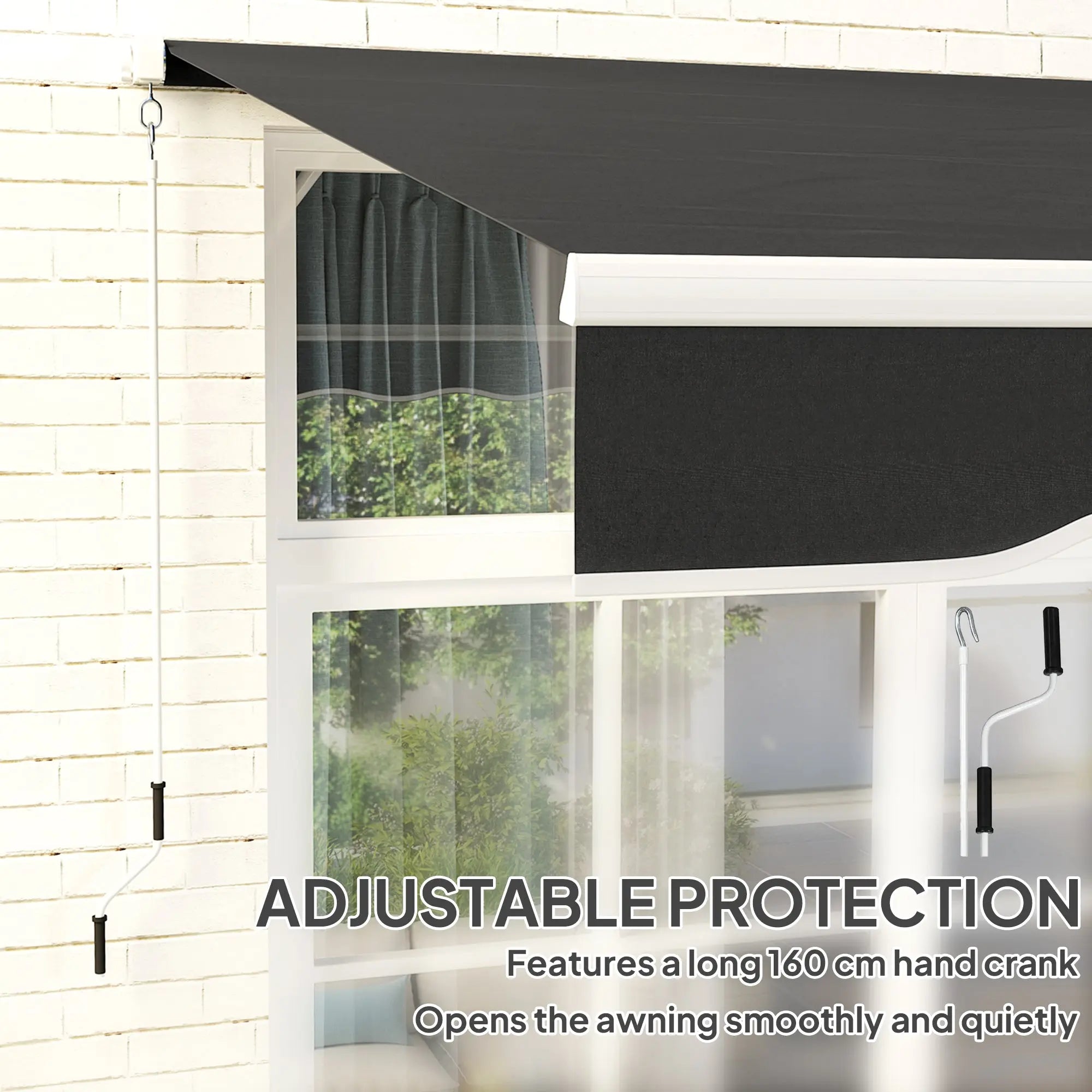 Outsunny Garden Retractable Awning - Black 