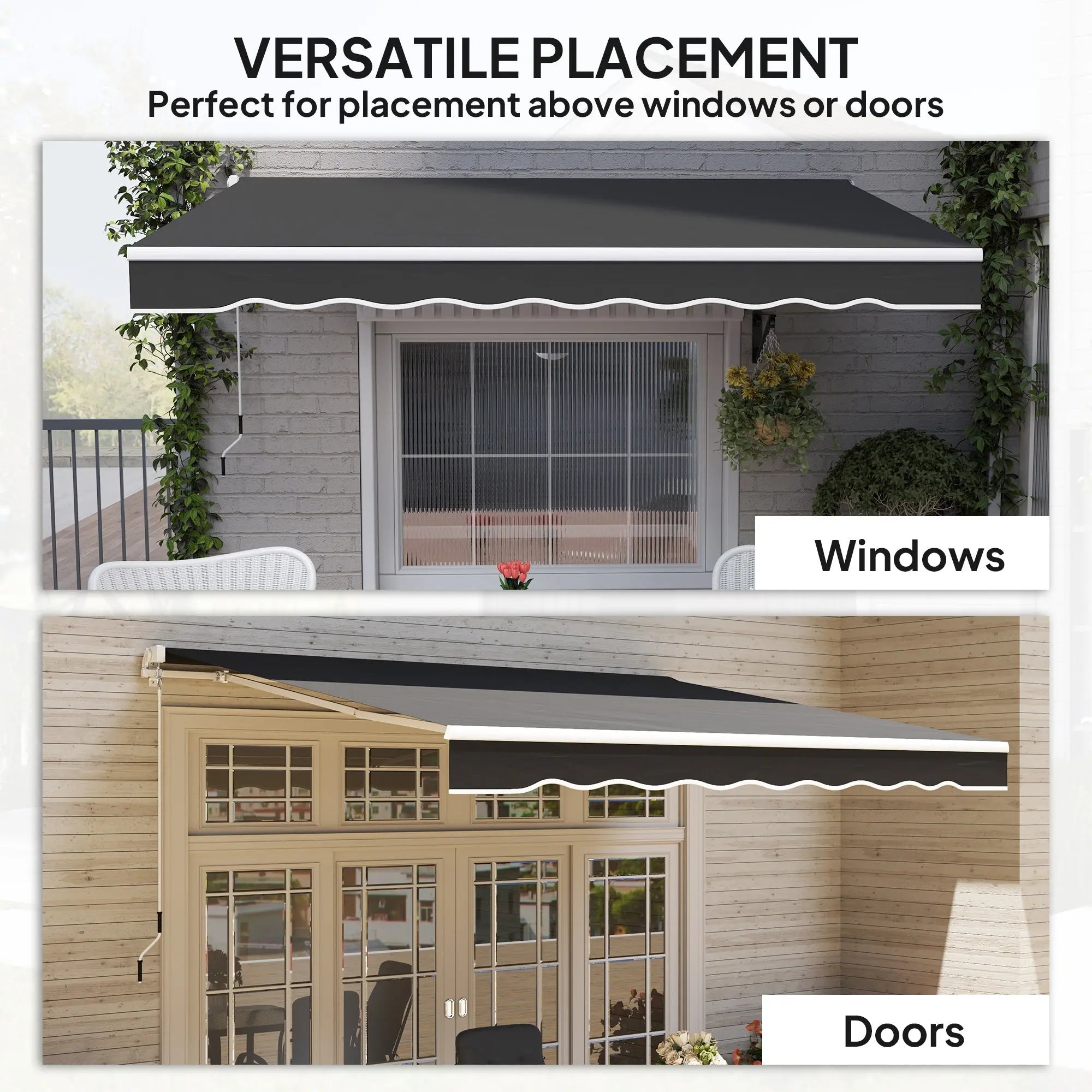 Outsunny Garden Retractable Awning - Black 