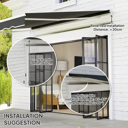 Outsunny Garden Retractable Awning - Black 