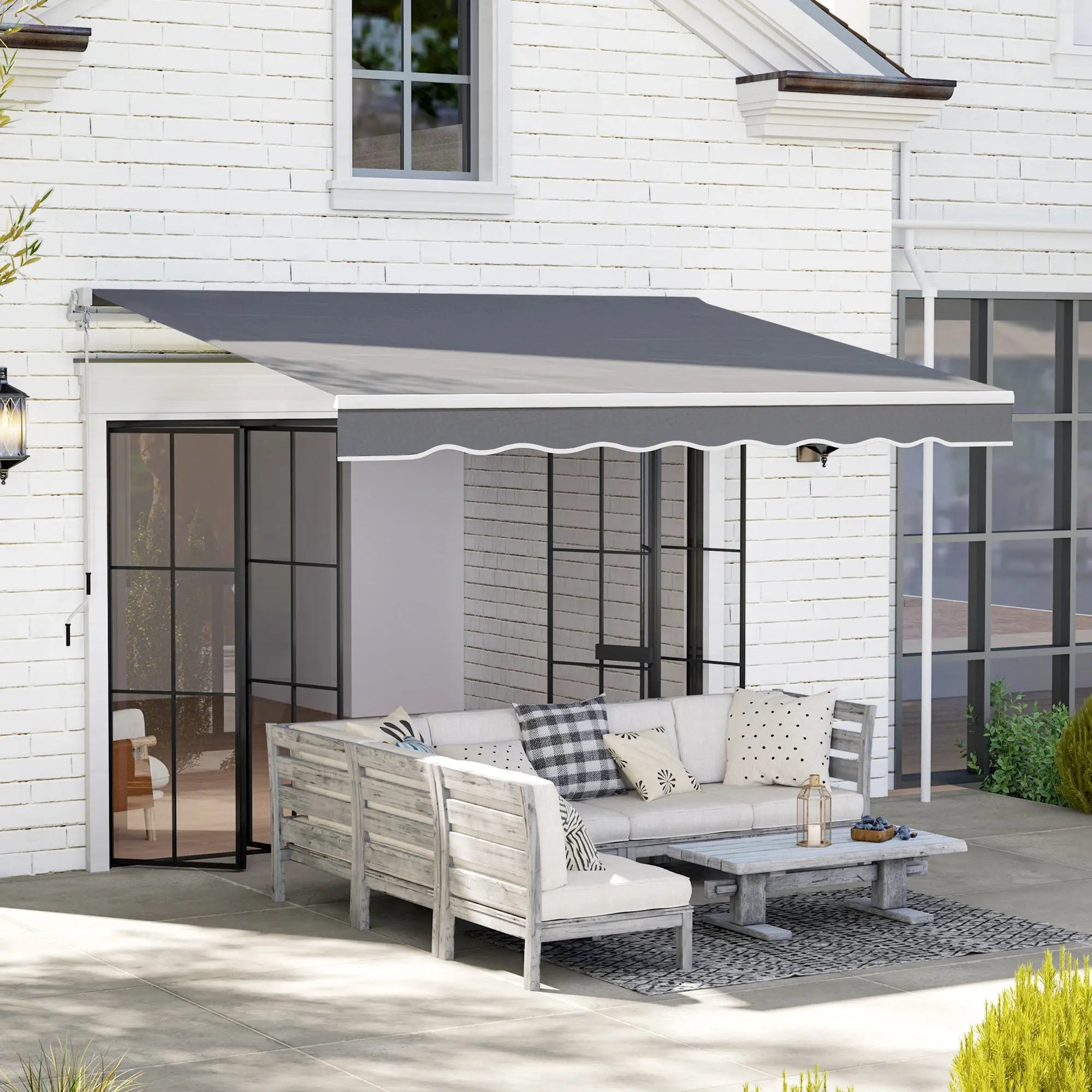 Outsunny Garden Retractable Awning - Dark Grey 