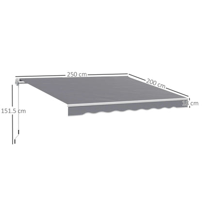 Outsunny Garden Retractable Awning - Dark Grey 