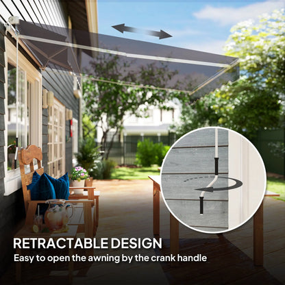 Outsunny Garden Retractable Awning - Dark Grey 
