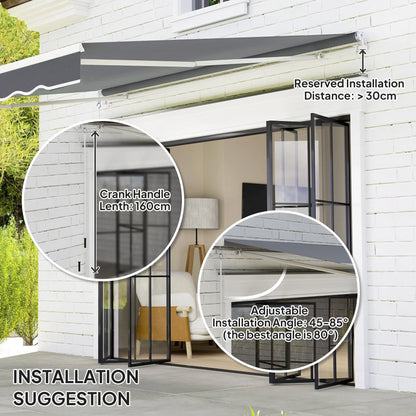 Outsunny Garden Retractable Awning - Dark Grey 