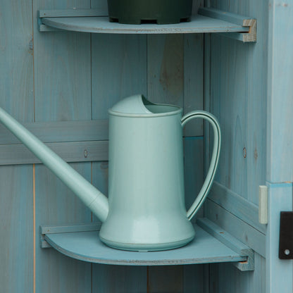 Outsunny Garden Shed Vertical Utility 3 Shelves Shed Wood Outdoor Garden Tool Storage Unit Storage Cabinet, 77 x 54.2 x 179cm - Blue 