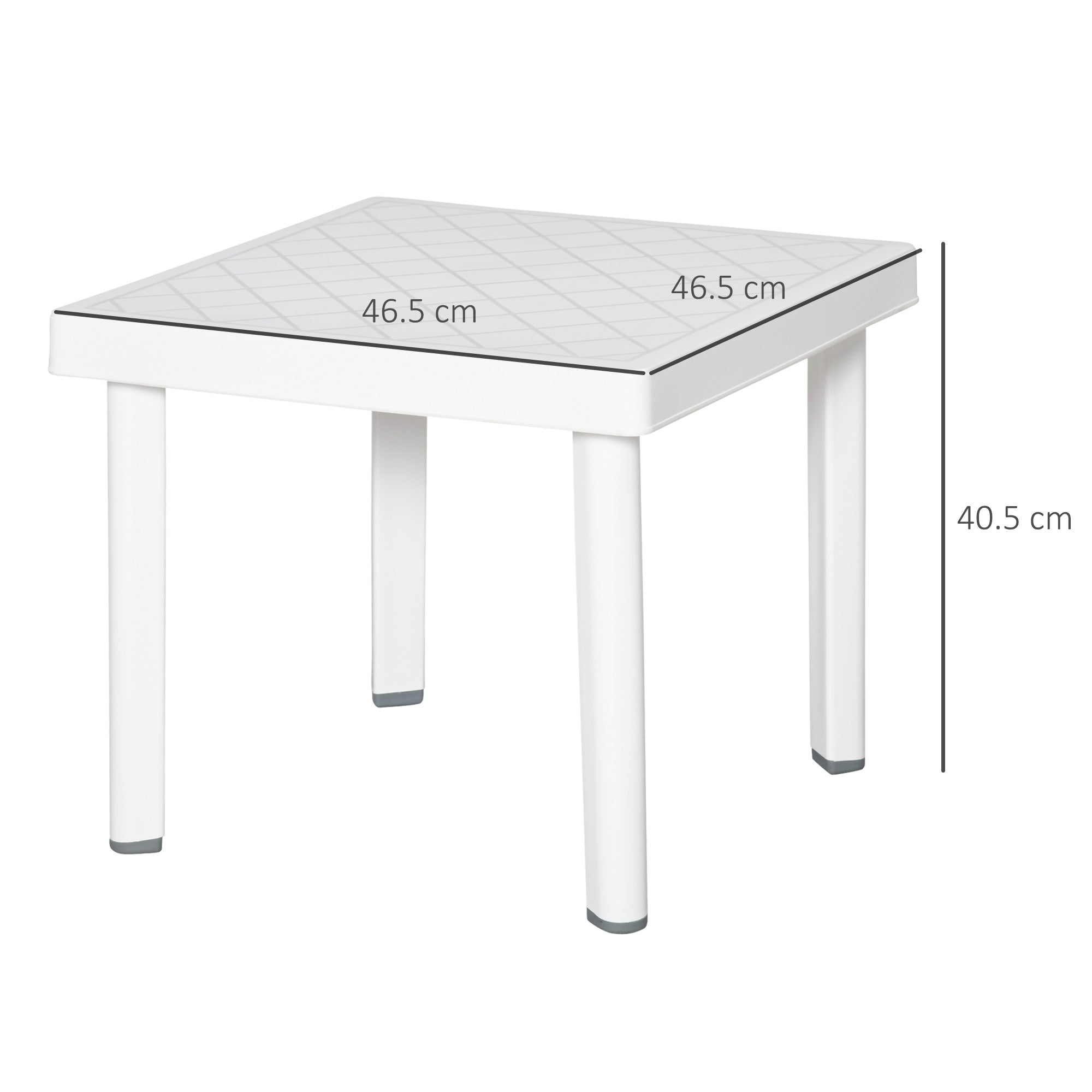 Outsunny Garden Side Table Plastic Outdoor Square Coffee End Table for Drink Snack, White 