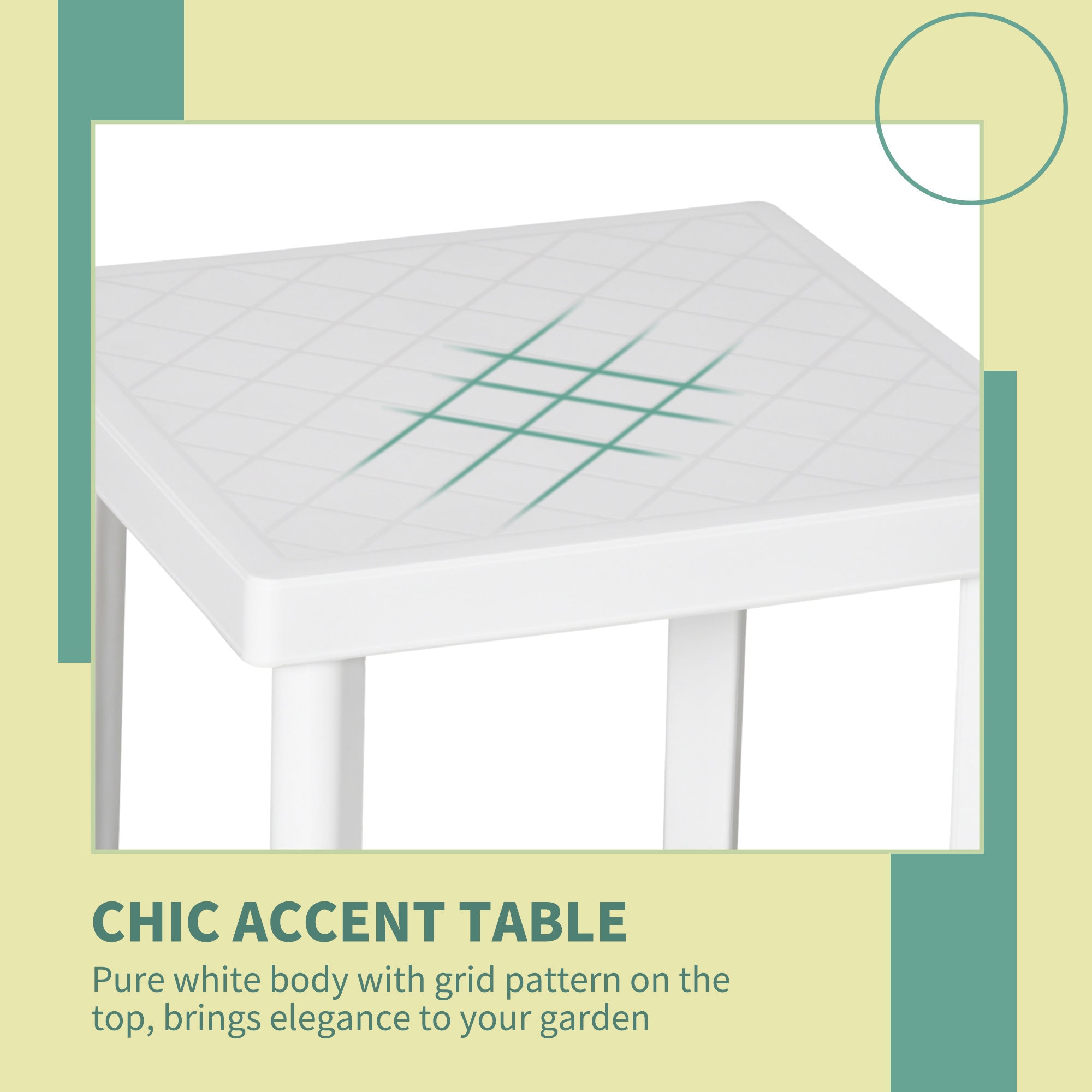 Outsunny Garden Side Table Plastic Outdoor Square Coffee End Table for Drink Snack, White 