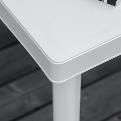 Outsunny Garden Side Table Plastic Outdoor Square Coffee End Table for Drink Snack, White 