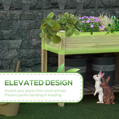 Outsunny Garden Wooden Planters， Raised Garden Bed with Legs and Storage Shelf Elevated Wooden Planter Box 