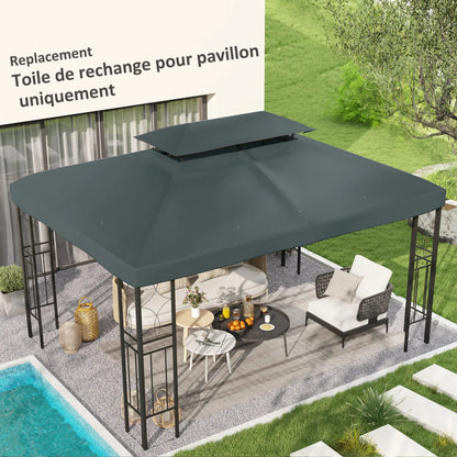Outsunny Gazebo Roof Replacement, for 3 x 4m Frames - Grey 
