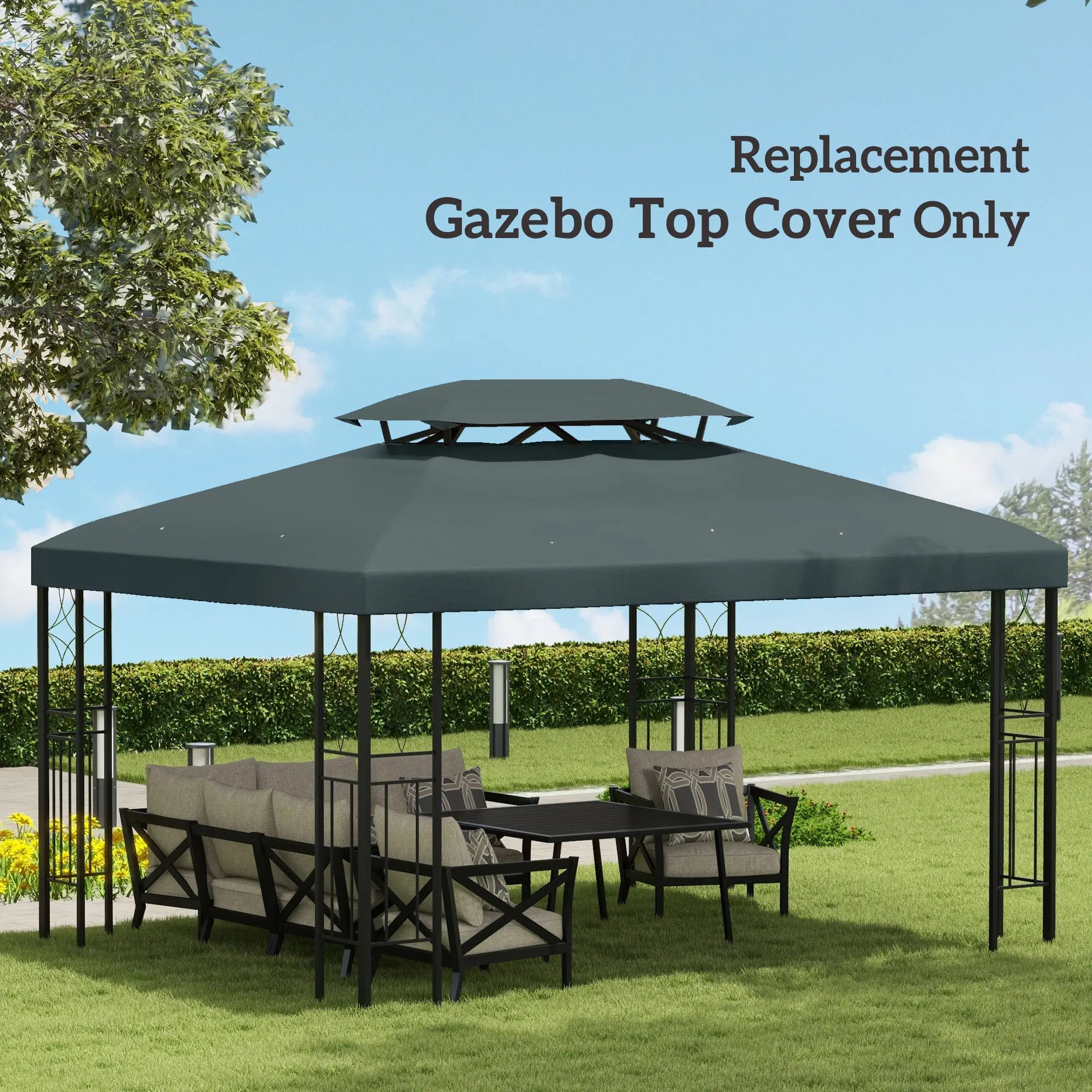 Outsunny Gazebo Roof Replacement, for 3 x 4m Frames - Grey 