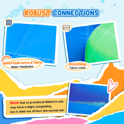 Outsunny Kids Inflatable Bouncy Castle Water Slide 6 in 1 Bounce House Jumping Castle Water Pool Gun Climbing Wall Basketball Hoop with Air Blower for Summer Playland 