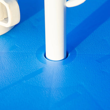 Outsunny Kids Outdoor Bistro Table and Chair Set, Folding Garden Furniture w/ Shark Design, Removable, Adjustable Sun Umbrella, Ages 3-6 Years - Blue 