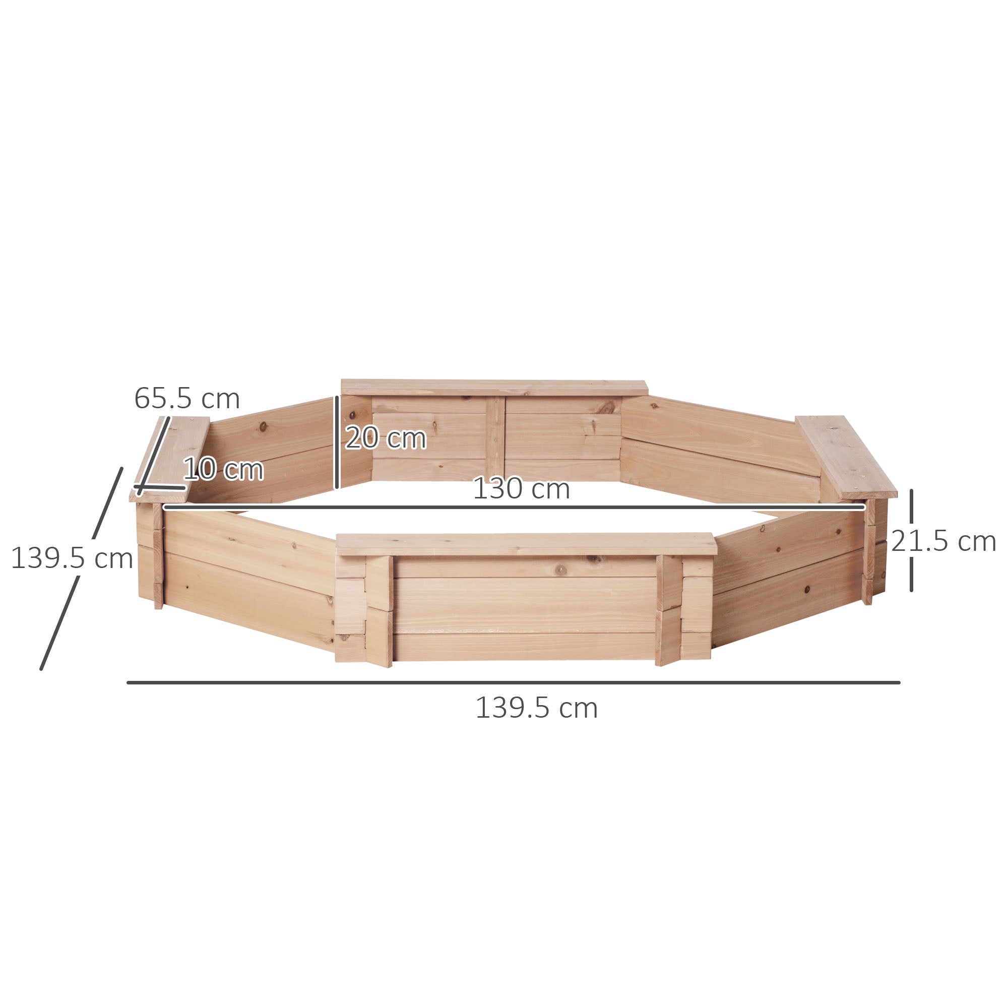 Outsunny Kids Wooden Sand Pit Children Sandbox with Cover Outdoor Playset for Backyard for 3-8 years 139.5 x 139.5 x 21.5 cm 