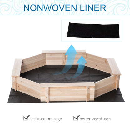 Outsunny Kids Wooden Sand Pit Children Sandbox with Cover Outdoor Playset for Backyard for 3-8 years 139.5 x 139.5 x 21.5 cm 