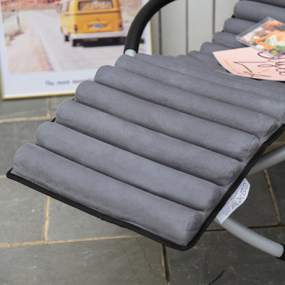 Outsunny Metal Orbital Rocking Chair Folding Lounger Anti-drop with Padded Mat Removable Design 145x74x86cm Black Grey 
