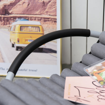 Outsunny Metal Orbital Rocking Chair Folding Lounger Anti-drop with Padded Mat Removable Design 145x74x86cm Black Grey 