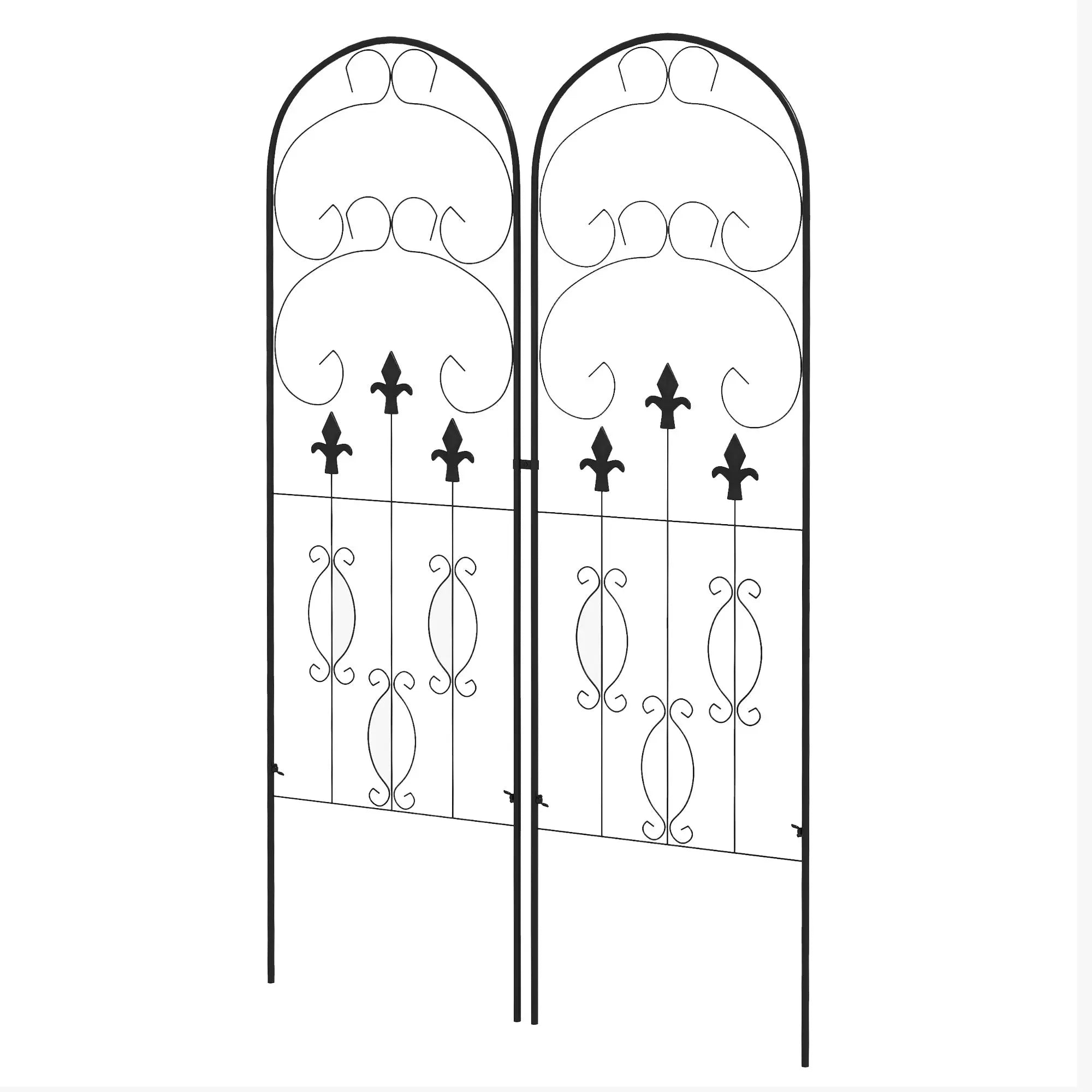 Outsunny Metal Trellis Set of 2, Garden Trellis for Climbing Plants Support Frames, Scrolls Design 