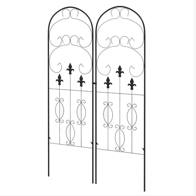 Outsunny Metal Trellis Set of 2, Garden Trellis for Climbing Plants Support Frames, Scrolls Design 