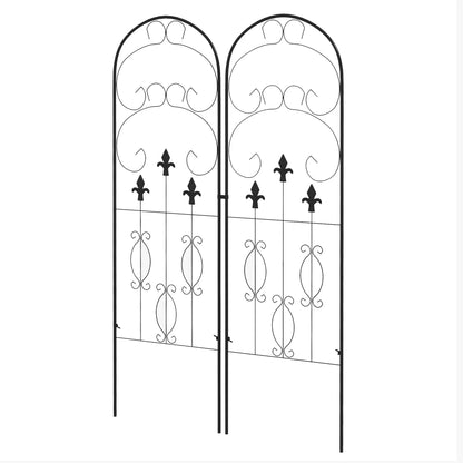 Outsunny Metal Trellis Set of 2, Garden Trellis for Climbing Plants Support Frames, Scrolls Design 