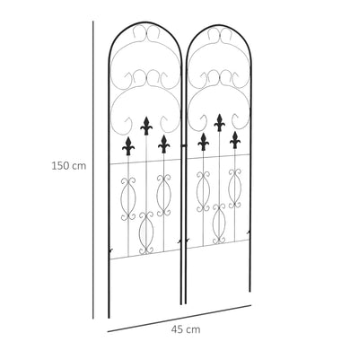 Outsunny Metal Trellis Set of 2, Garden Trellis for Climbing Plants Support Frames, Scrolls Design 