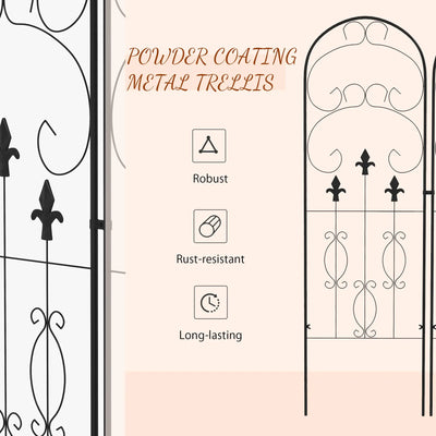 Outsunny Metal Trellis Set of 2, Garden Trellis for Climbing Plants Support Frames, Scrolls Design 