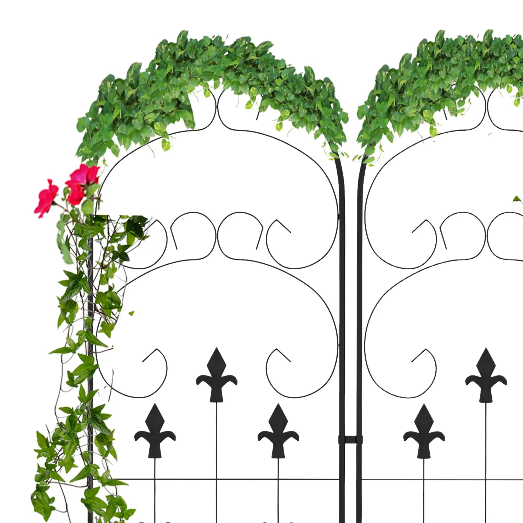 Outsunny Metal Trellis Set of 2, Garden Trellis for Climbing Plants Support Frames, Scrolls Design 
