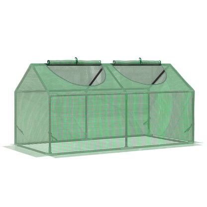 Outsunny Mini Greenhouse, Small Plant Grow House for Outdoor with Durable PE Cover, Observation Windows, 120 x 60 x 60 cm, Green 