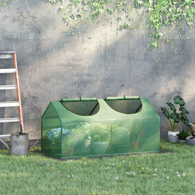 Outsunny Mini Greenhouse, Small Plant Grow House for Outdoor with Durable PE Cover, Observation Windows, 120 x 60 x 60 cm, Green 