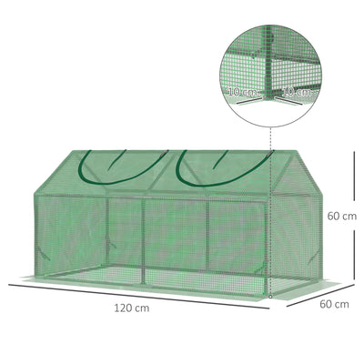 Outsunny Mini Greenhouse, Small Plant Grow House for Outdoor with Durable PE Cover, Observation Windows, 120 x 60 x 60 cm, Green 